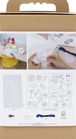 DIY Kit Broderi - Servietter - Off White