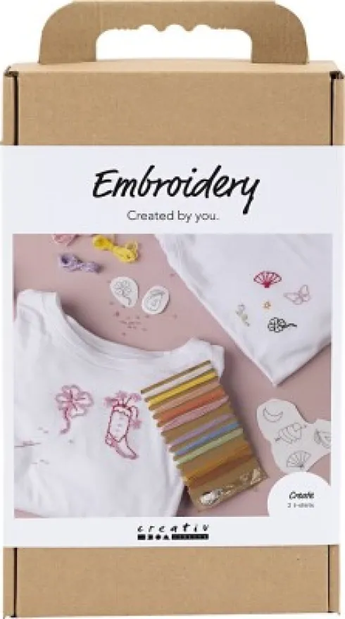 DIY Kit Broderi - T-Shirt - Hvid