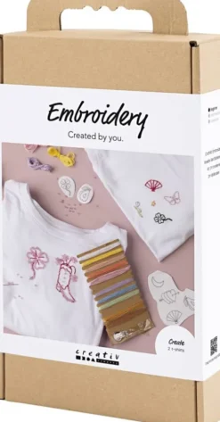 DIY Kit Broderi - T-Shirt - Hvid
