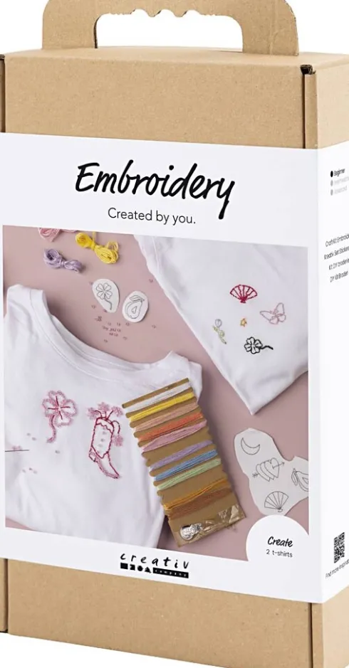DIY Kit Broderi - T-Shirt - Hvid