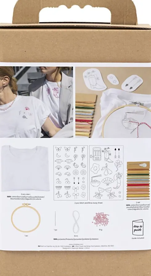 DIY Kit Broderi - T-Shirt - Hvid