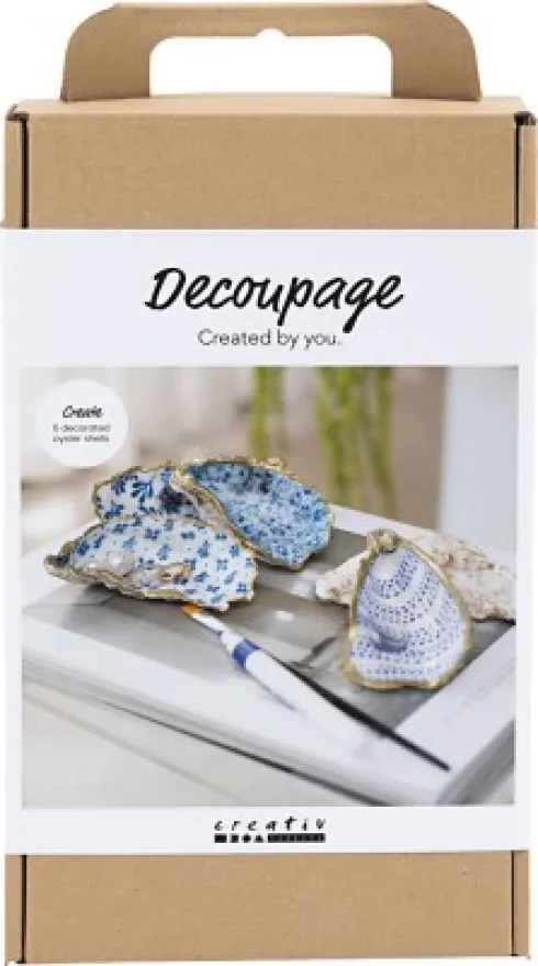 DIY Kit Decoupage - Østersskaller - Blå