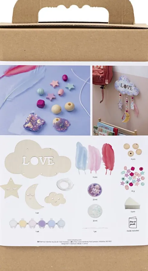 DIY Kit Dekoration - Sky - Måne - Stjerne - Glitterfarver - Pastelfarver