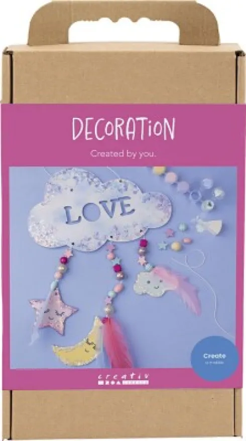 DIY Kit Dekoration - Sky - Måne - Stjerne - Glitterfarver - Pastelfarver