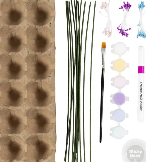 DIY Kit Æggebakke Blomster - Pastelfarver