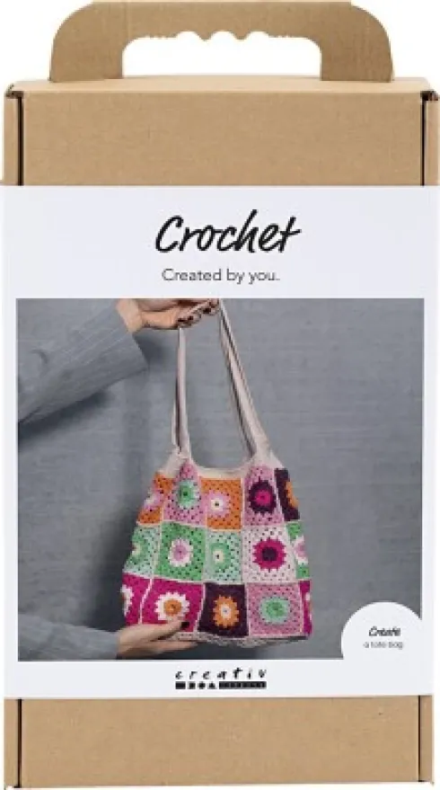 DIY Kit Hækle - Taske - Colorful - Crème