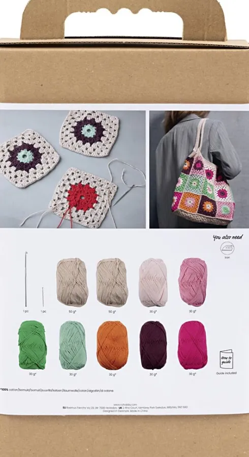 DIY Kit Hækle - Taske - Colorful - Crème