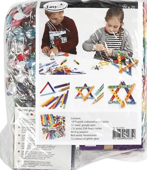 DIY Kit - Kreativitetssæt - Glitter, Glimmer Og Træpinde Mega Sæt