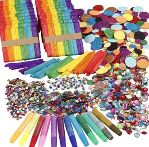 DIY Kit - Kreativitetssæt - Glitter, Glimmer Og Træpinde Mega Sæt