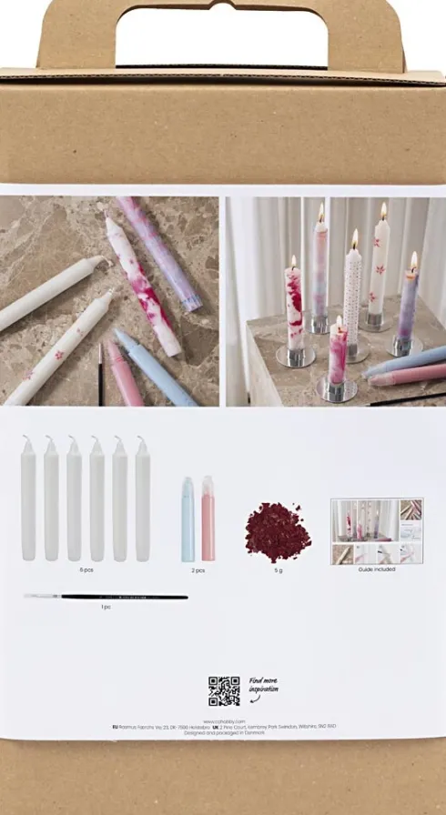 DIY Kit Lysdekoration - Dekorerede Kronelys - Hvid - 1Pk
