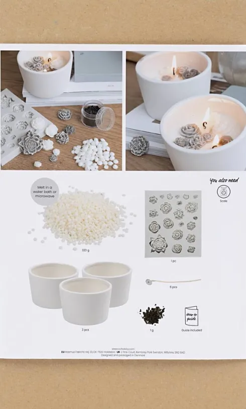 DIY Kit Lysstøbning - Rose - Beige - Hvid - Creme