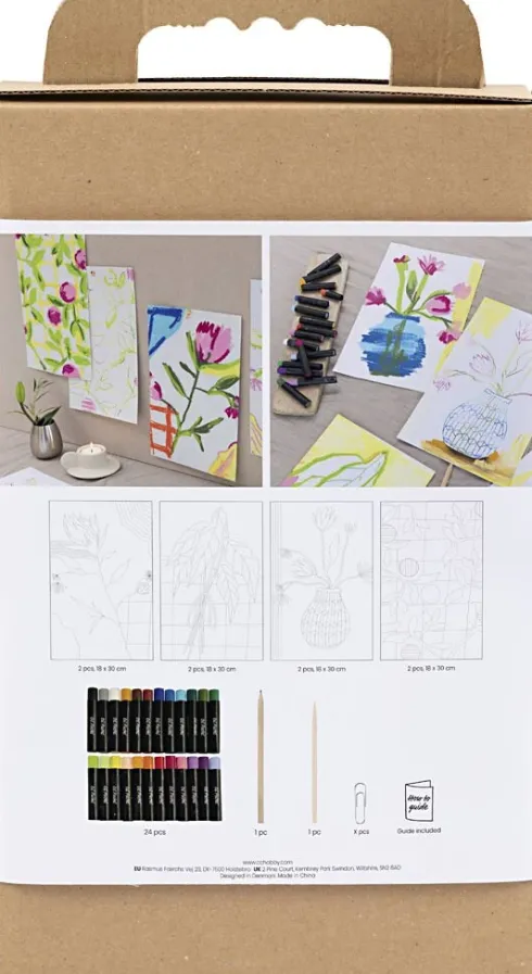 DIY Kit Oliepastel - Blomster - Assorterede Farver