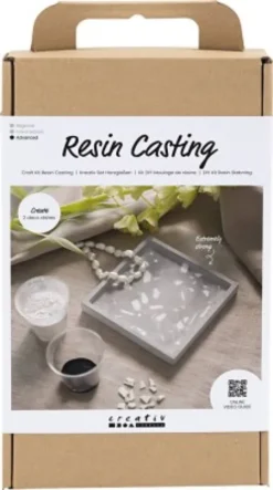 DIY Kit Resin Støbning - Firkantet Bakke - Sort - Hvid