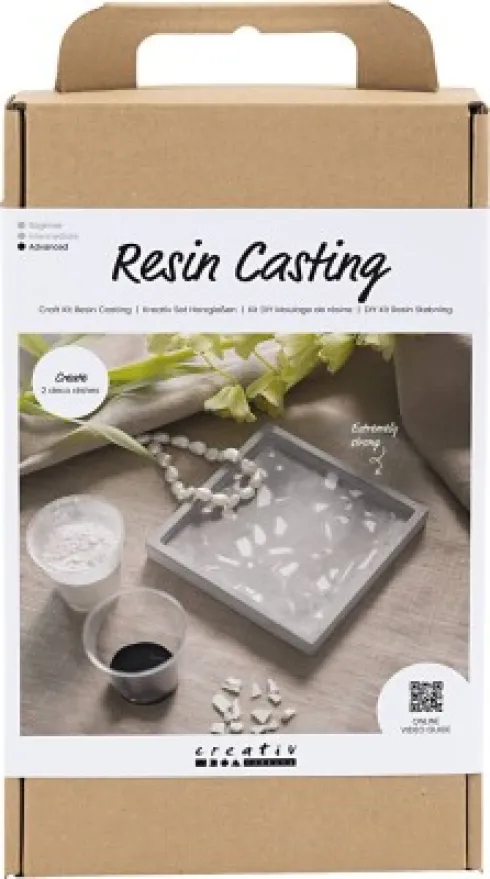 DIY Kit Resin Støbning - Firkantet Bakke - Sort - Hvid