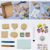 DIY Kit Stempeltryk - Dekorerede Æsker Og Kort - Beige - Mellem Grøn - Mint - Klar Rød - 1Pk