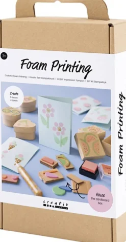 DIY Kit Stempeltryk - Dekorerede Æsker Og Kort - Beige - Mellem Grøn - Mint - Klar Rød - 1Pk