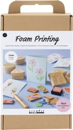 DIY Kit Stempeltryk - Dekorerede Æsker Og Kort - Beige - Mellem Grøn - Mint - Klar Rød - 1Pk