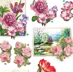 3D Motiver - Blomster Og Sommerfugle - 21X30 CM - 4 Ark