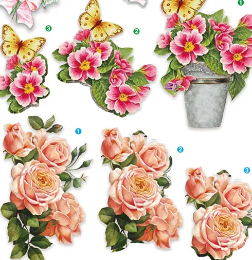 3D Motiver - Blomster - 21X30 CM - 4 Ark