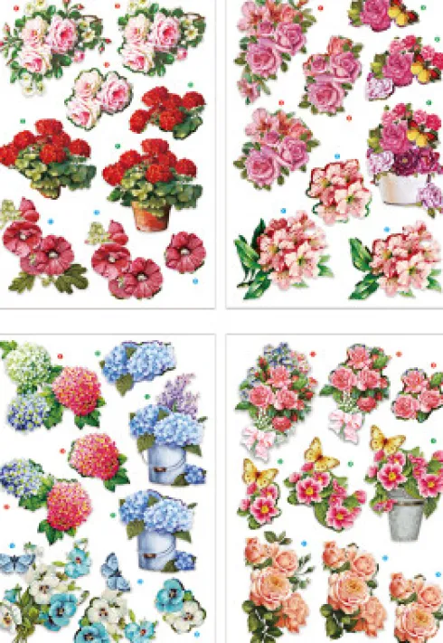 3D Motiver - Blomster - 21X30 CM - 4 Ark