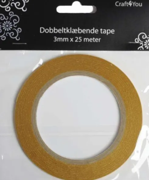 Dobbeltklæbende Tape - 3 MM - 25 M - Syrefri - Paper Line