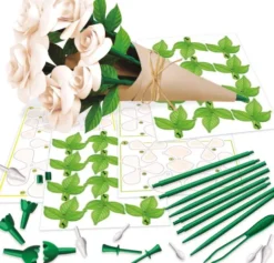 Educa - Floral Art Handcraft Kit - Papirblomster DIY - 6 Hvide Roser