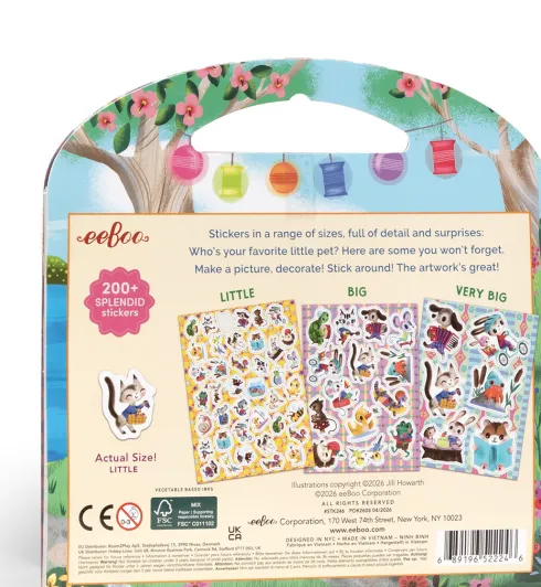 Eeboo - Pets Stickers - Over 200 Klistermærker - Kæledyr