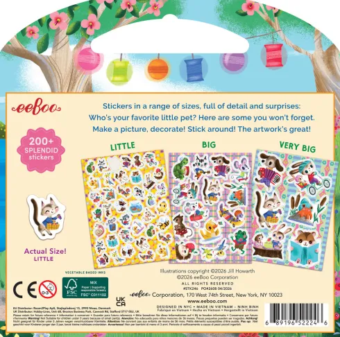 Eeboo - Pets Stickers - Over 200 Klistermærker - Kæledyr