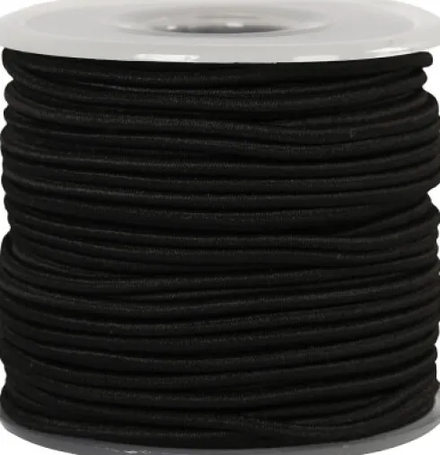 Elastiksnor - 2 MM - Sort - 25 M