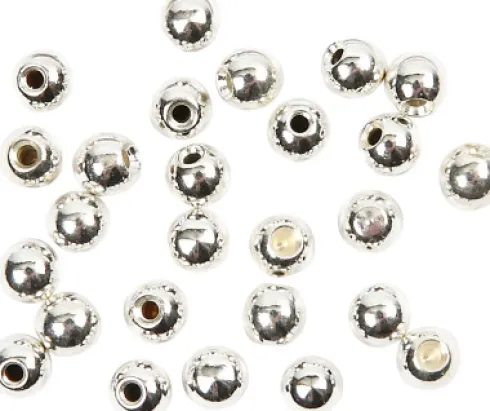 Endeperler - Ø 3 MM - Hulstr. 1 MM - Forsølvet - 20 Stk