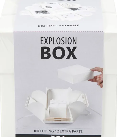 Explosion Box - Str. 7X7X7,5+12X12X12 CM - Råhvid - 1 Stk