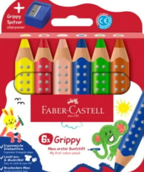 Faber-Castell - Grippy Farveblyanter Med Spidser - 6 Stk