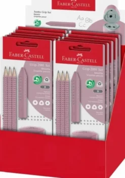 Faber-Castell - Grip 2001 Sæt - Inkl. 3 Grafitblyanter - Rose