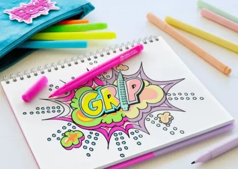 Faber-Castell - Grip Tusser Sæt - Neon Og Pastel - 10 Stk