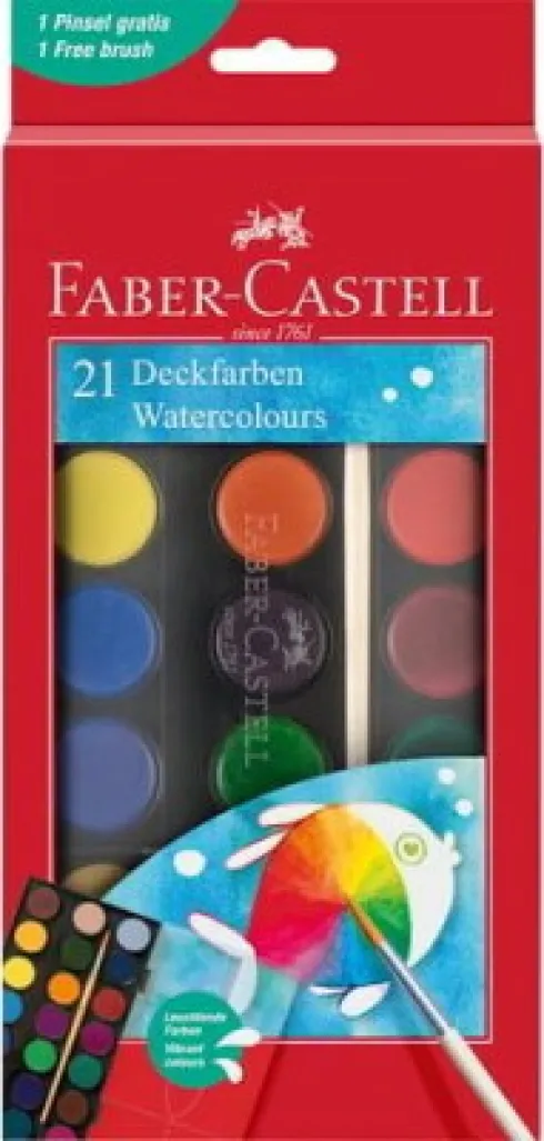 Faber-Castell - Vandfarve Sæt Inkl. Pensel - 21 Farver
