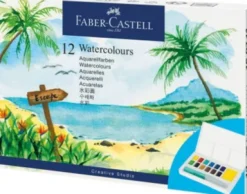 Faber-Castell - Watercolours - 12 Akvarelfarver Og 1 Pensel