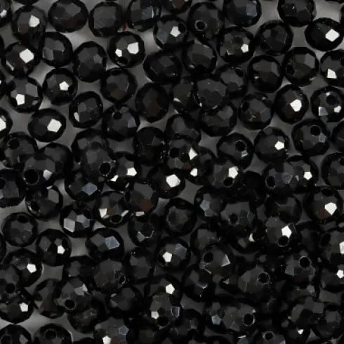 Facetperler - Str. 3X4 MM - Hulstr. 0,8 MM - Sort Metallic - 100 Stk