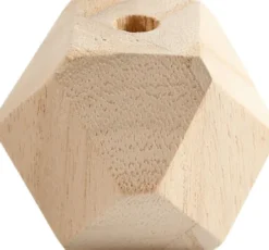 Facetslebede Træperler - B 43 MM - Hulstr. 8 MM - 3 Stk