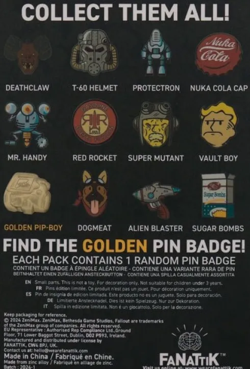Fallout - Mystery Pin Badge Individual - Assorted