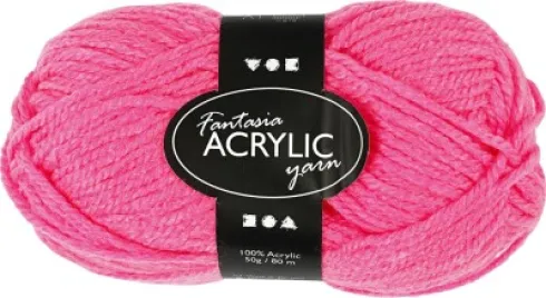 Fantasia Polyacrylgarn - L 80 M - Pind 4,5-5 - Neon Pink - 50 G