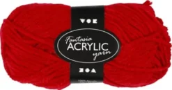 Fantasia Polyacrylgarn - L 80 M - Pind 4,5-5 - Rød - 50 G