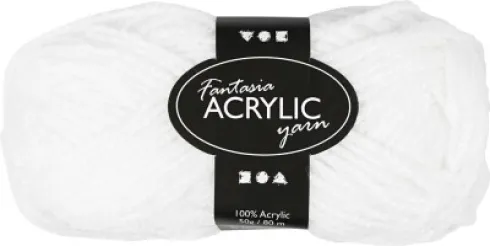 Fantasia Polyacrylgarn - L 80 M - Pind 4,5-5 - Hvid - 50 G