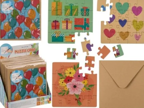 Fødselsdagskort Puslespil Inkl. Kuvert - Assorteret