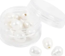 Ferskvandsperler - Gennemboret På Langs - Ø 9-11 MM - Hulstr. 2 MM - Perlemor - 13Stk