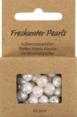 Ferskvandsperler - Gennemboret På Langs - Ø 4 MM - Hulstr. 1 MM - Perlemor - 40Stk