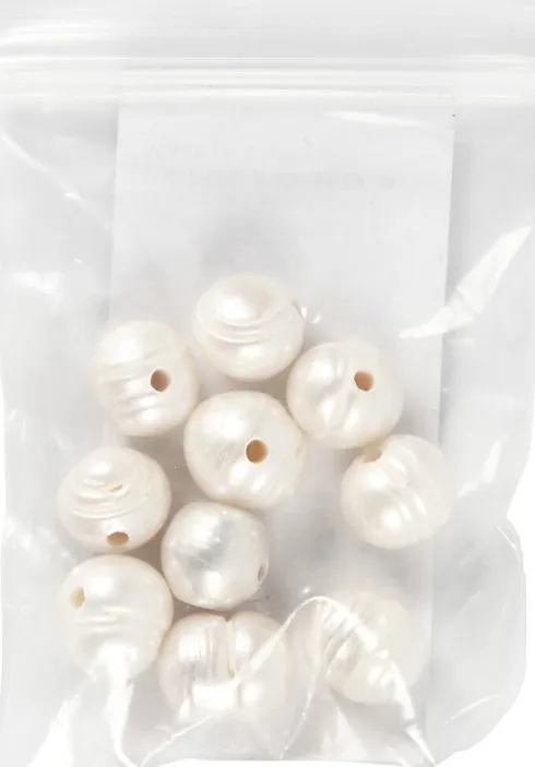 Ferskvandsperler - Str. 9-11 MM - Hulstr. 2 MM - Perlemor - 10 Stk