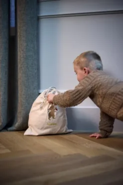 Filibabba - Gavepose Til Børn - Stof Med Broderi - Beige