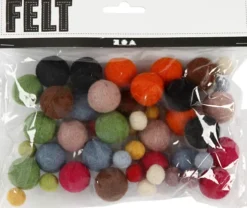 Filtkugler - Ø 10+20 MM - Assorterede Farver - 52 Stk