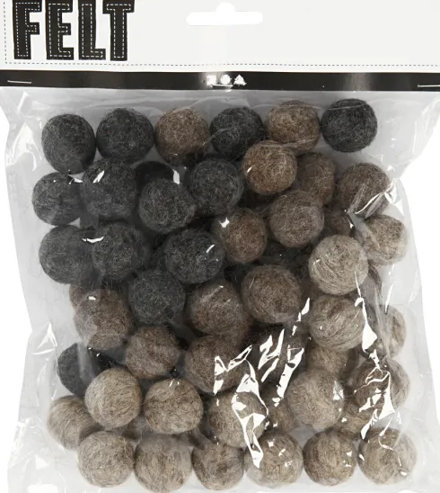 Filtkugler - Ø 20 MM - Natur - 64 Stk