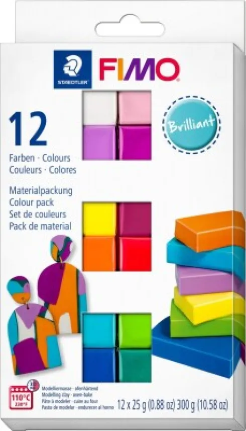 Fimo Ler - Soft - Ler Til Ovn Sæt - 12 Brilliant Farver
